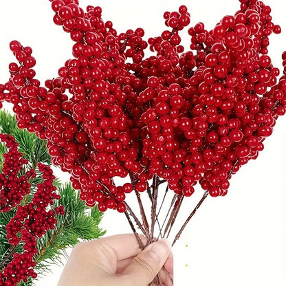 15 Pack Realistic Berry Branches Red Plastic Berries Artificial