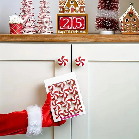 6 Pack Christmas Knob Covers Candy Mint Design Double Plastic